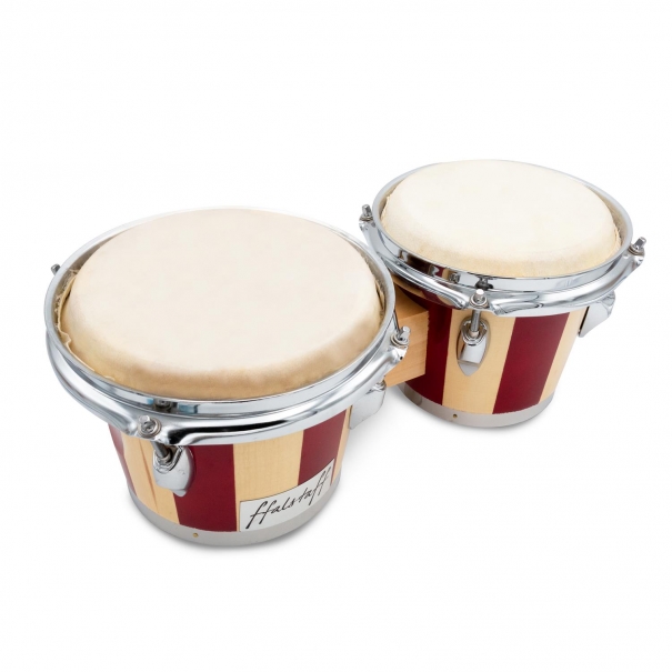 Bongo in Legno - Misure Pelli 7.5" & 8.5" (Natural/Rosso)