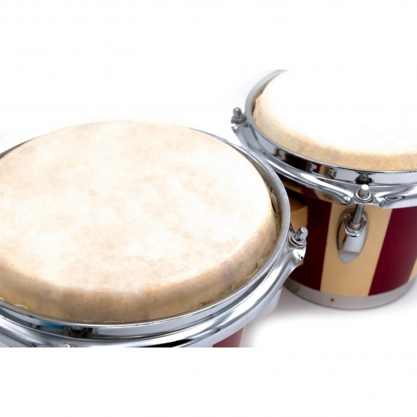 Bongo in Legno - Misure Pelli 7.5" & 8.5" (Natural/Rosso)