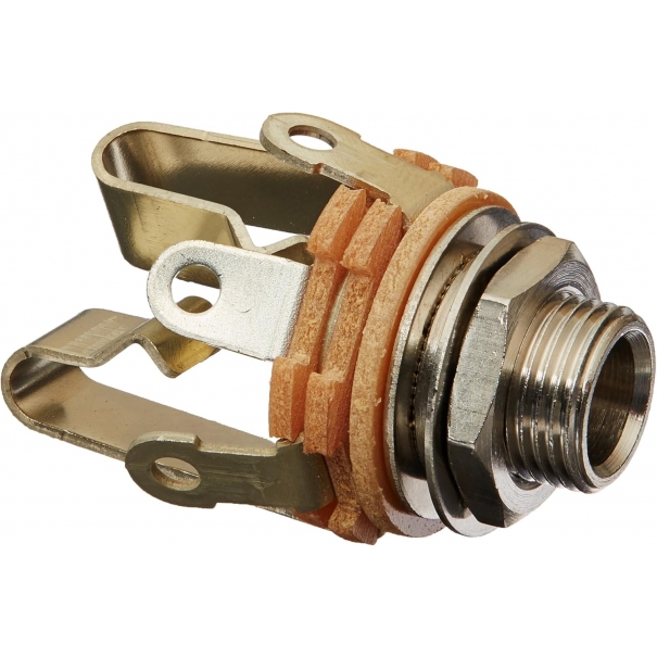 Switchcraft 12B Stereo TRS Femmina 1/4" Jack con rondella e dado, finitura nichel