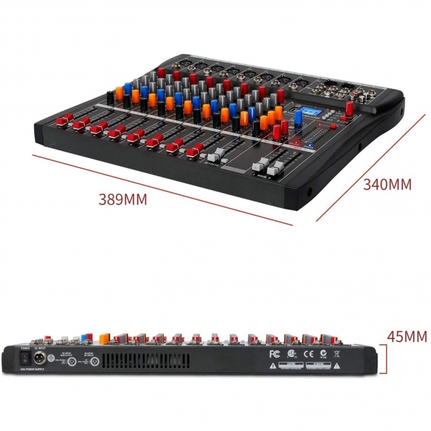 CT-80S Mixer/Scheda Audio 8 canali MP3 USB Bluetooth con Effetto Echo