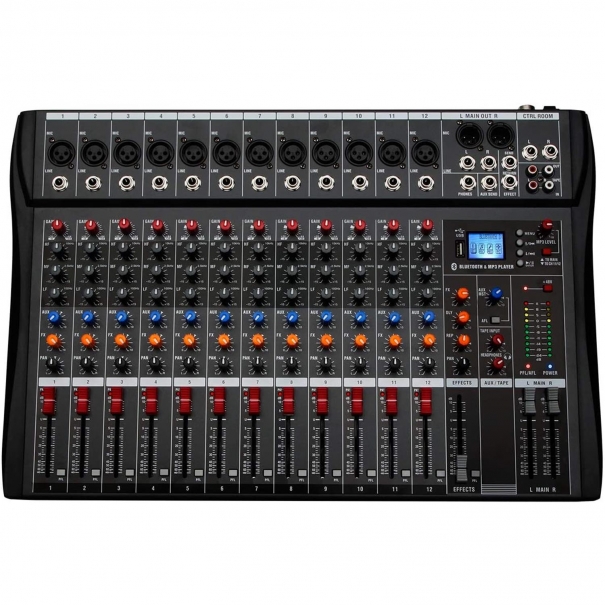 CT-120S Mixer/Scheda Audio 12 canali (reali) MP3 USB Bluetooth con Effetto Echo