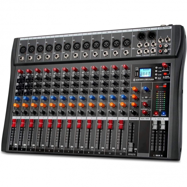 CT-120S Mixer/Scheda Audio 12 canali (reali) MP3 USB Bluetooth con Effetto Echo