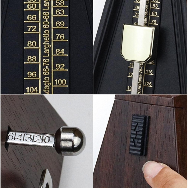 Metronomo Meccanico in Plastica effetto legno con Campanello (Mogano Opaco)