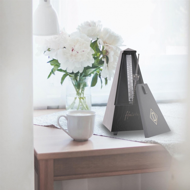 Metronomo Meccanico in Plastica effetto legno con Campanello (Mogano Opaco)