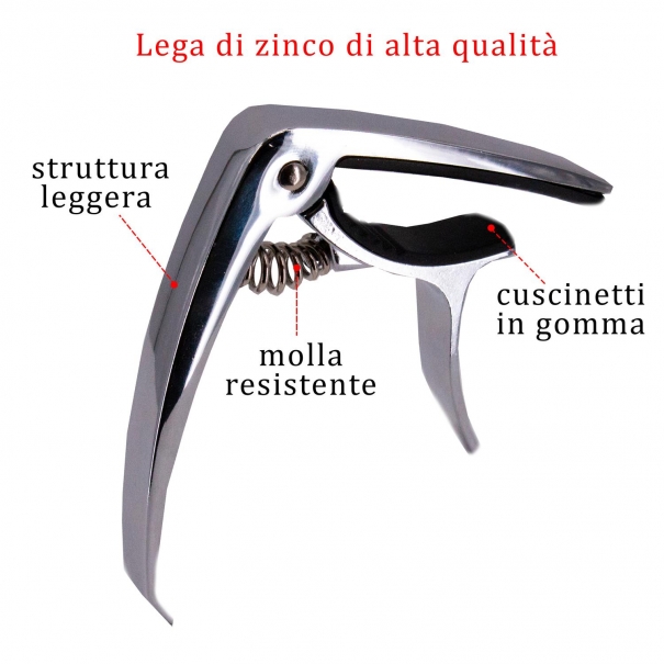 Capotasto Mobile per Chitarra Acustica/Elettrica (Argentato)