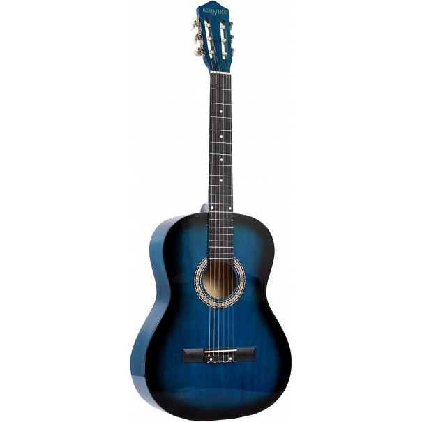 Chitarra Classica Acustika in Legno 93 cm 6 Corde in Nylon 3/4 Misura 36 Blue Burst