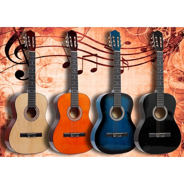 Chitarra Classica Acustika in Legno 93 cm 6 Corde in Nylon 3/4 Misura 36 Blue Burst