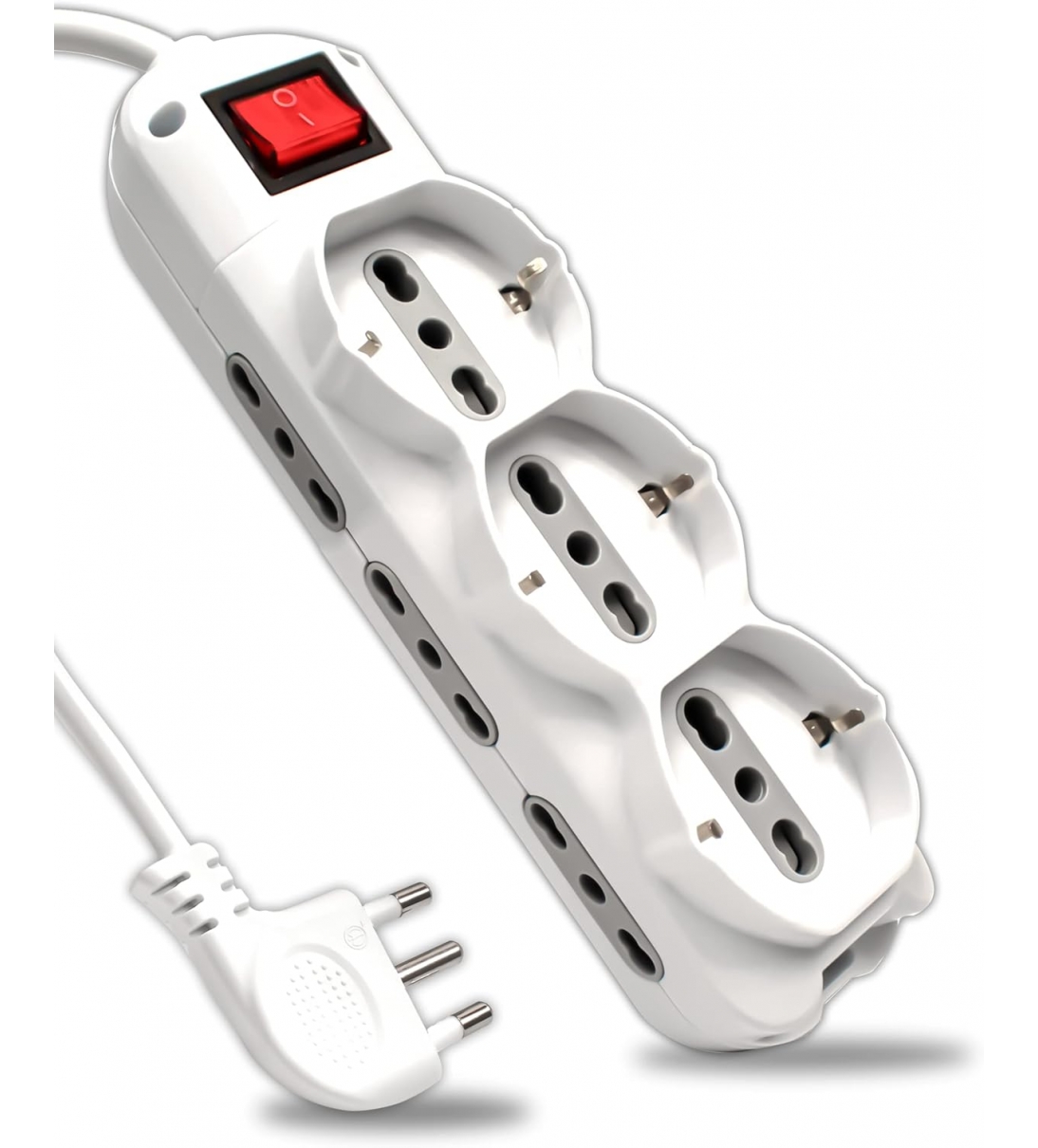 Ciabatta Multipresa Elettrica 9 Posti con Interruttore e Cavo 1,5mt - 6 Prese Laterali 10/16A Bipasso e 3 Frontali 10/16A Bipasso Shuko - Presa per Casa, Ufficio, Negozio - Spina 16A