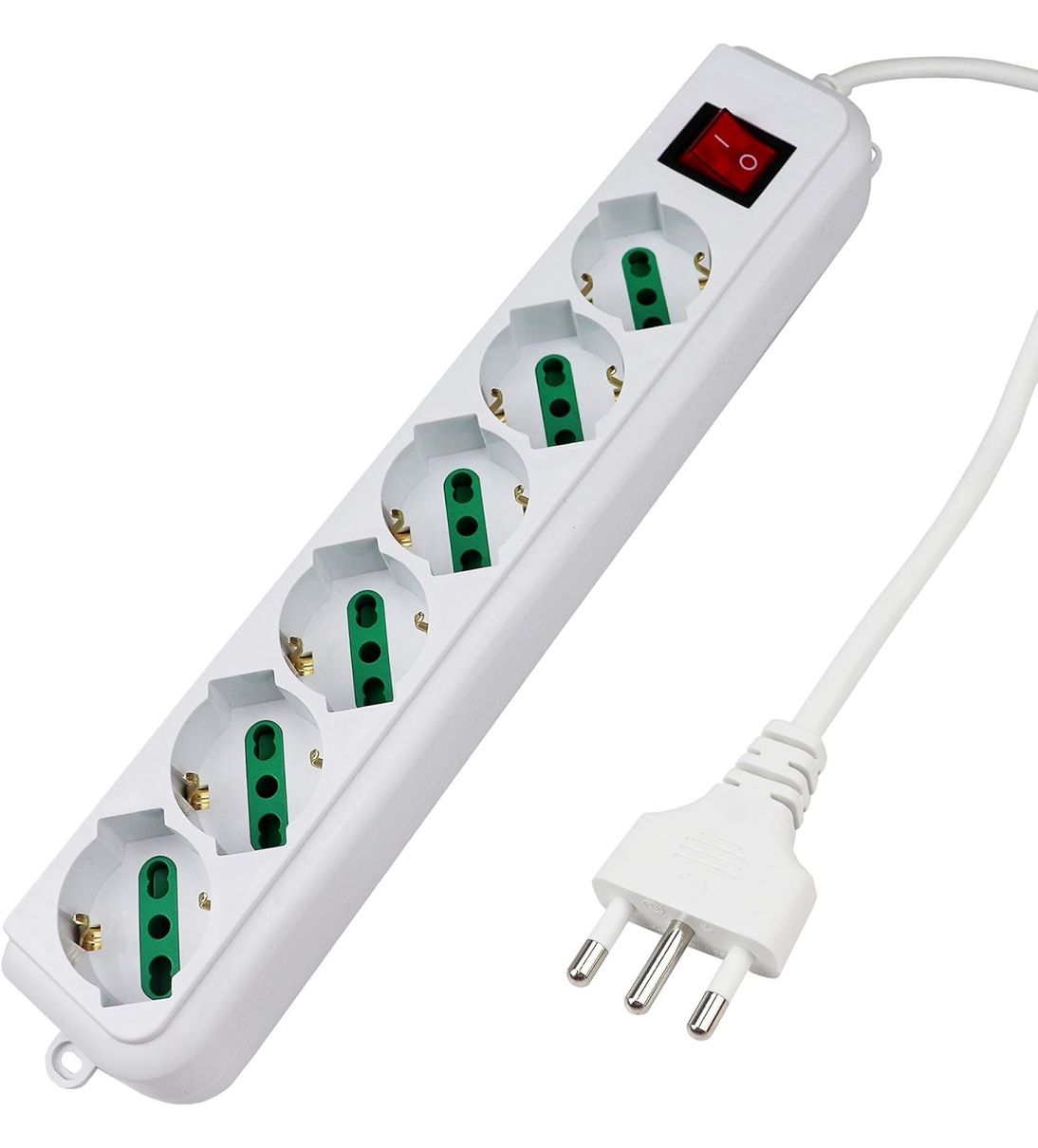 Multipresa Ciabatta Elettrica con 6 Prese Universali ITA 10/16A e Schuko