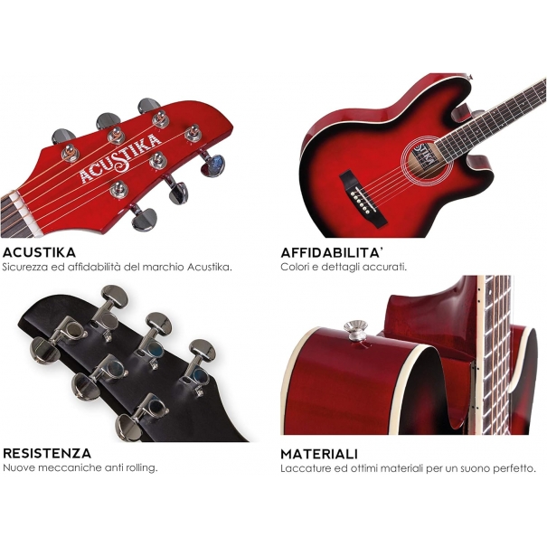 F330 Chitarra Acustica - Chitarra Acustica misura 39” ( 97x36x9,5 ) cm in Legno - 6 Corde in Acciaio
