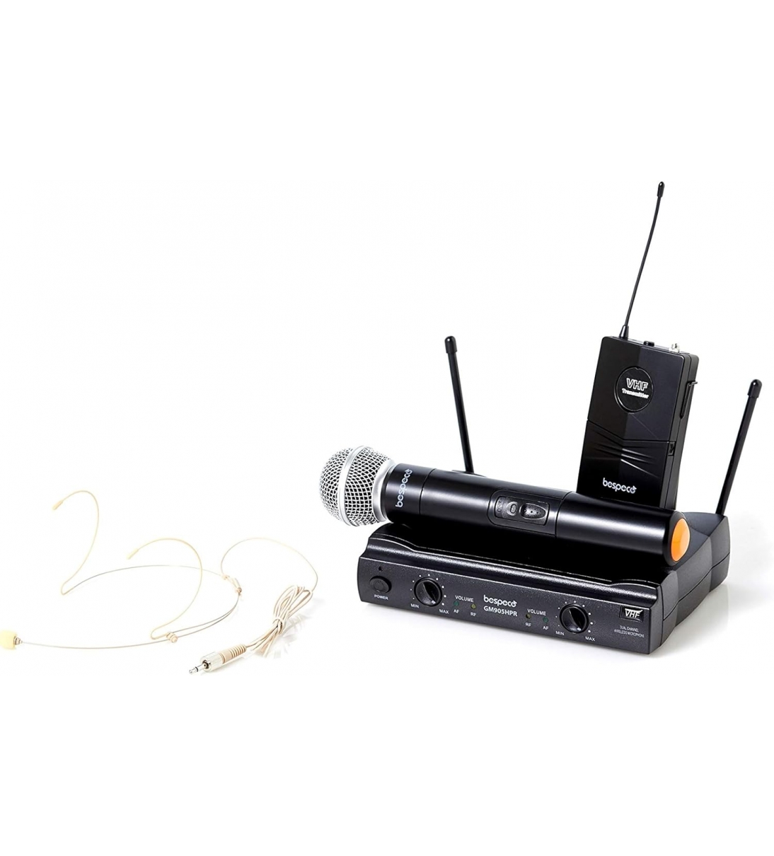 Bespeco GM905HPR Doppio Radiomicrofono Senza Fili Palmar e Headset Vhf