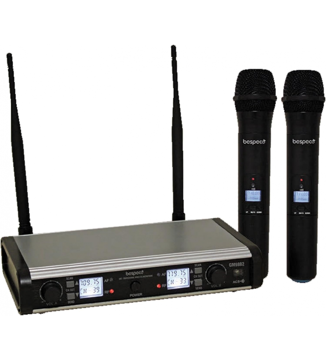 Bespeco GM9882 - Doppio radiomicrofono senza fili palmare UHF