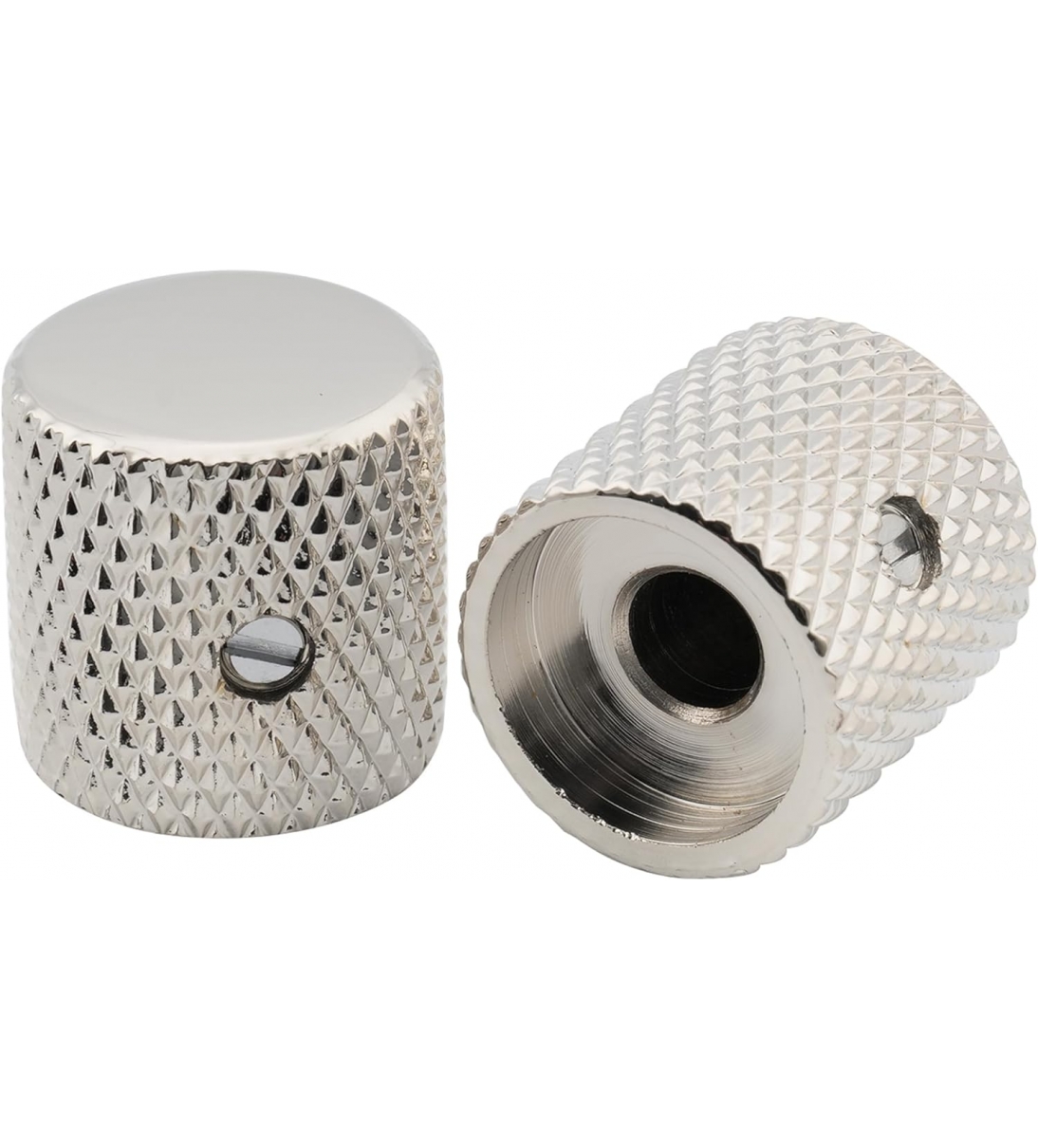 1/4" Manopole Flat Top Knobs in Acciaio Raccordo con Vite di Regolazione per Chitarra Elettrica e Basso, Nickel 