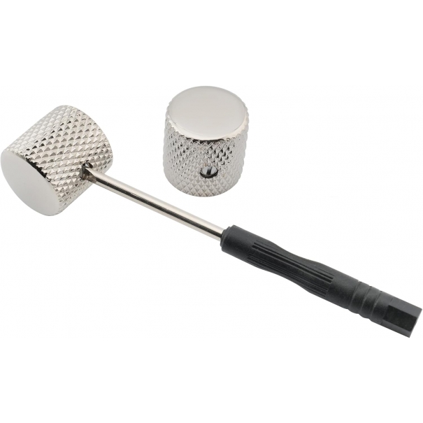 1/4" Manopole Flat Top Knobs in Acciaio Raccordo con Vite di Regolazione per Chitarra Elettrica e Basso, Nickel 