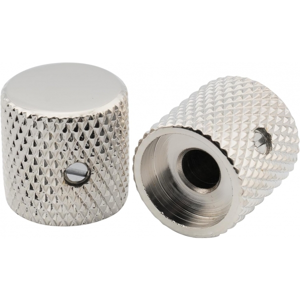 1/4" Manopole Flat Top Knobs in Acciaio Raccordo con Vite di Regolazione per Chitarra Elettrica e Basso, Nickel 