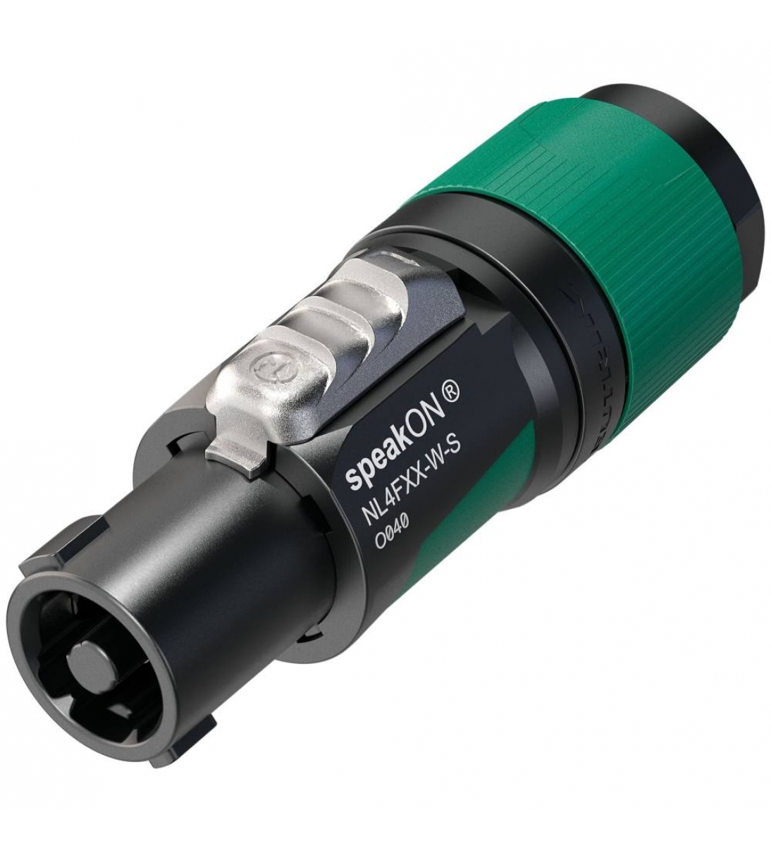 Presa volante Neutrik speakON 4 poli. Manicotto con ingresso per cavi Ø 6 - 12 mm. Corrente di esercizio: 37A continui per contatto [NL4FXXWS]