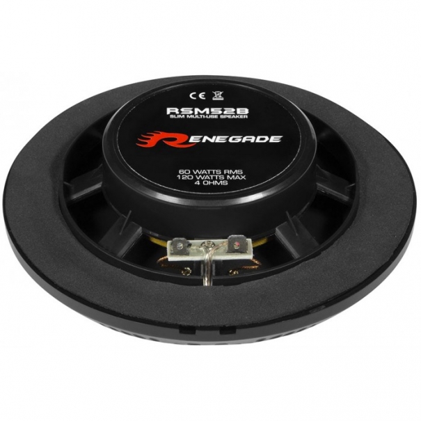 RENEGADE RSM-52B - coppia di altoparlanti coassiali 13 cm (5.25 ") a 2 vie, installabili a soffitto o parete in spazi aperti e su imbarcazioni. Finitura nera