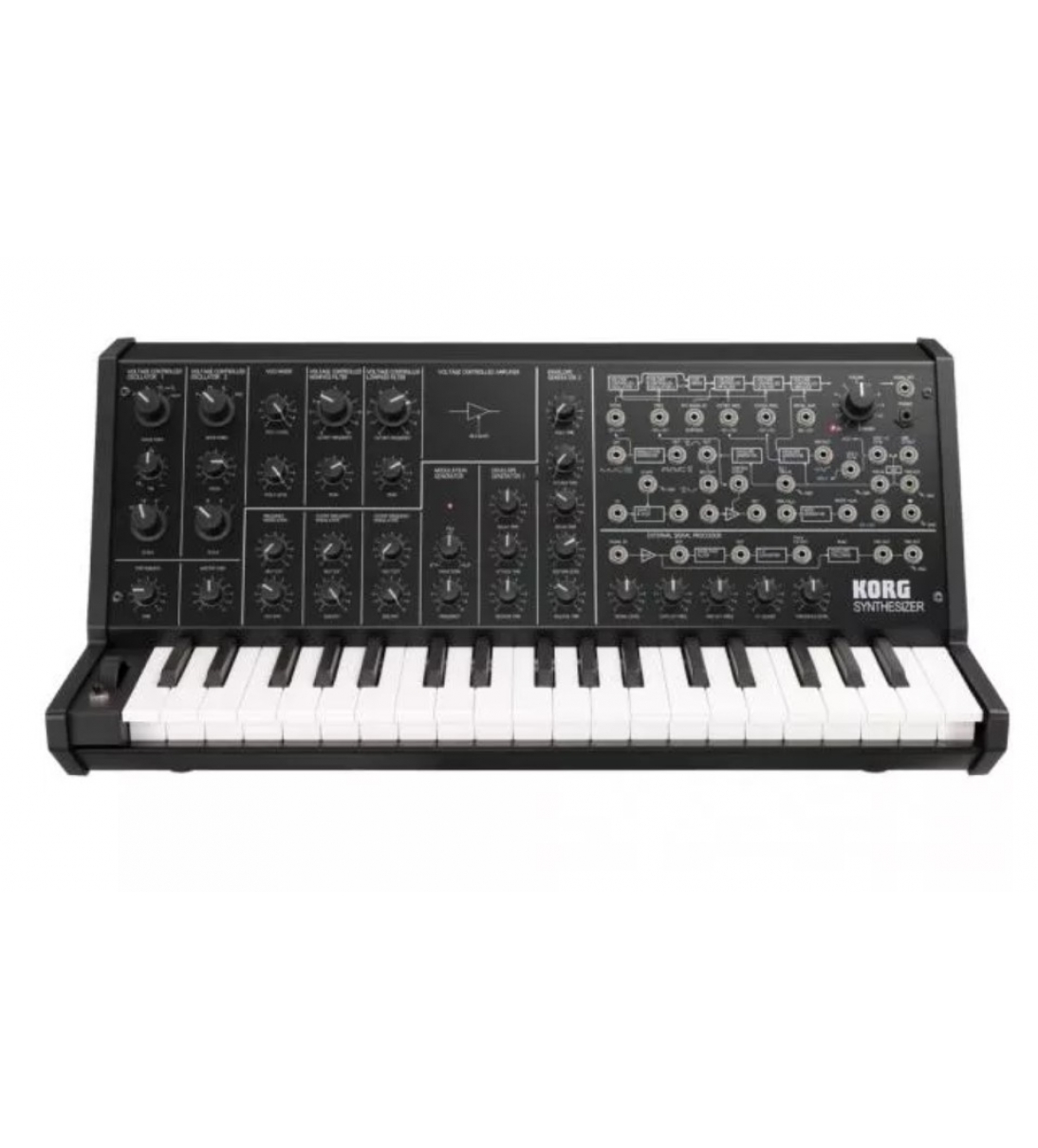 MS-20 Mini è una perfetta replica dell'MS-20 dispone di due oscillatori con ring modulation, generatori di inviluppo, hold e delay