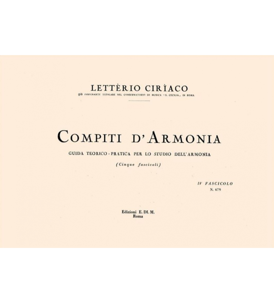 Compiti d’Armonia – Guida teorico-pratica per lo studio dell’armonia – fascicolo 4