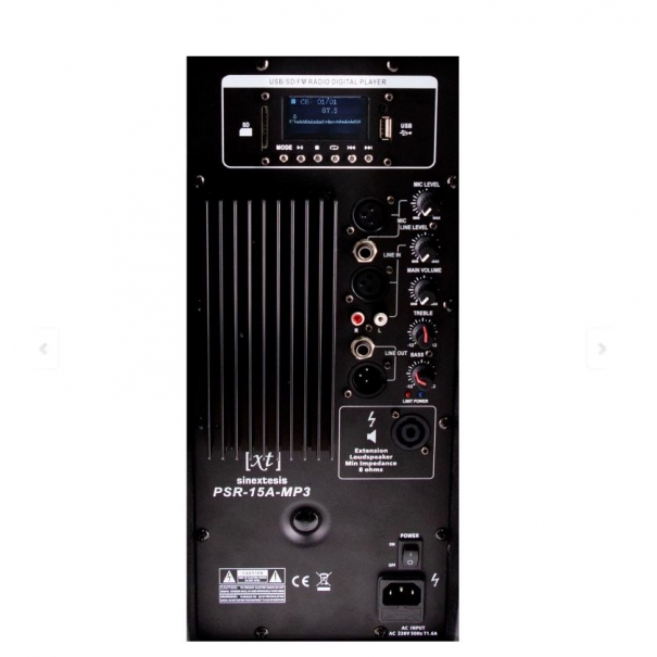 Diffusore Attivo 500W (LF 15" + HF 1") con Display LCD, Player Mp3 (USB/SD), Radio FM e Telecomando