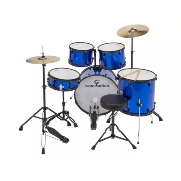 Soundstation Batteria Acustica Con Hardware E Piatti Metallic Blue La Serie Edk è IL Modello DI Batteria Entry B005So102
