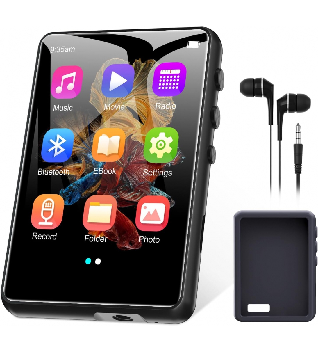 64GB Lettore MP3 Bluetooth 5.3 da con Touchscreen da 2,4 Pollici, Lettore MP3 Portatile con Altoparlanti, Capacità di Registrazione, Radio FM Espandibile fino a 128 G (Space Black) [B003AM172]