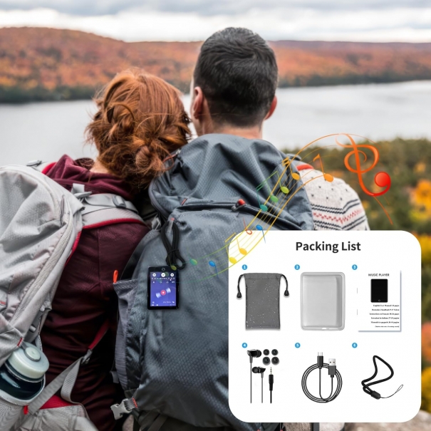 Lettore MP3 da 64 GB, Bluetooth 5.3, touchscreen da 2,8", musica HiFi portatile, lettore MP3 per bambini, con altoparlante, 18 suoni rilassanti, durata della batteria fino a 45 ore, radio FM, supporto [B003AM180]