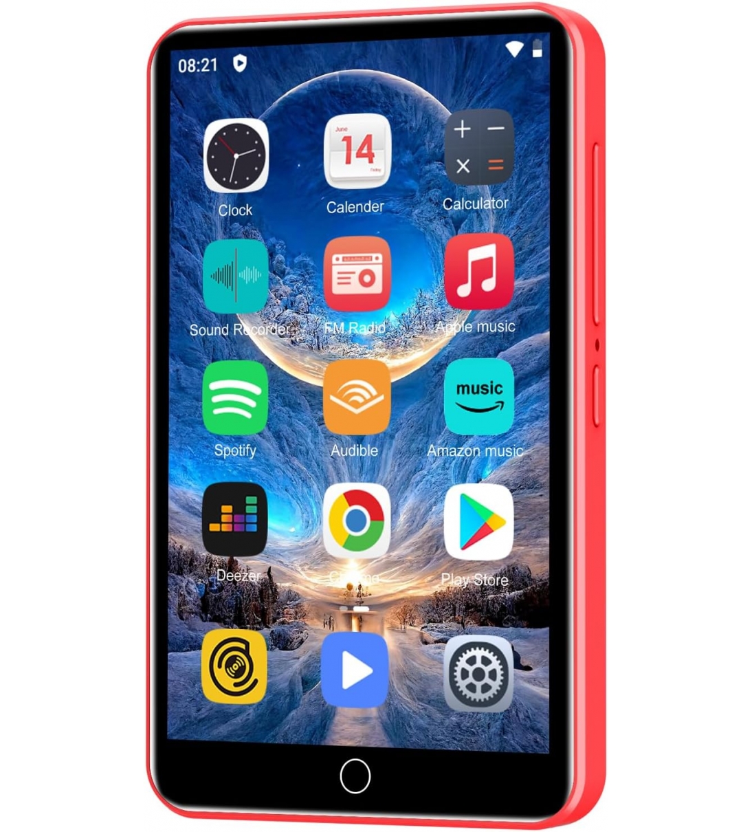 Lettore MP3 con Spotify, lettore MP3 ZAQE 80GB con Bluetooth e WLAN, lettore MP3 con Amazon music, audible, Deezer, touch screen da 4 pollici, lettore MP3, MP4 per bambini (Rosso)