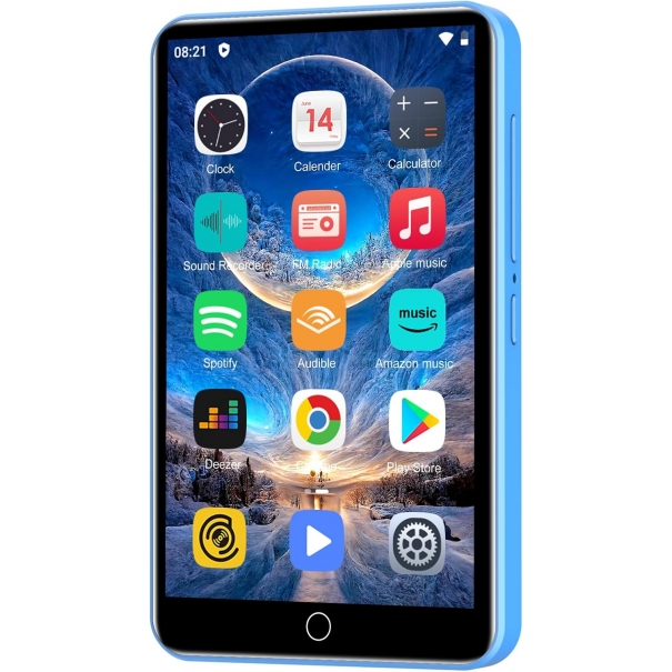 Lettore MP3 con Spotify, lettore MP3 ZAQE 80GB con Bluetooth e WLAN, lettore MP3 con Amazon music, audible, Deezer, touch screen da 4 pollici, lettore MP3, MP4 per bambini (Blau)