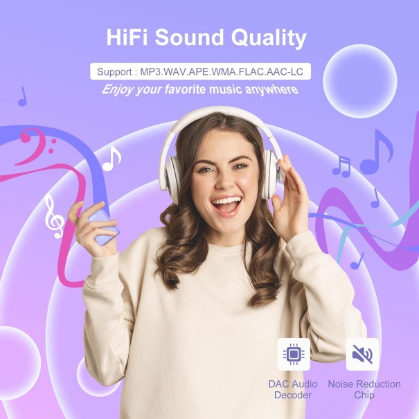 ZAQE Lettore MP3 Bluetooth 5.3, lettore MP3 sportivo da 64 GB, schermo a colori TFT da 2,4 pollici con radio FM, altoparlante, registrazione di linea, suono ad alta fedeltà, supporto 128 GB (viola) [B003AL177]