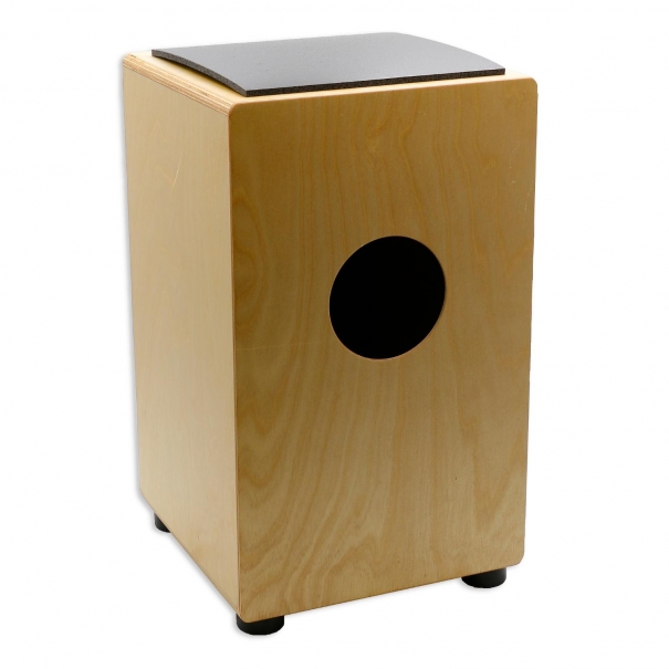 Cajon in Legno Effetto Naturale con Cuscino (30 x 29 x 50 cm)
