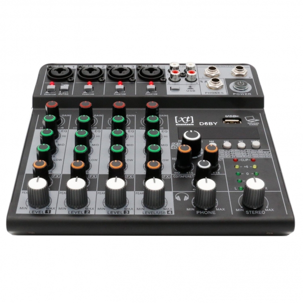 D6BY Mixer/Scheda Audio 4 canali MP3 USB Bluetooth con DSP 16 effetti 24 bit