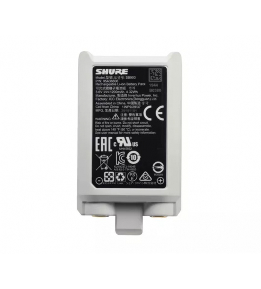 SHURE SB903, BATTERIA IONI DI LITIO PER TRASMETTITORI SLX