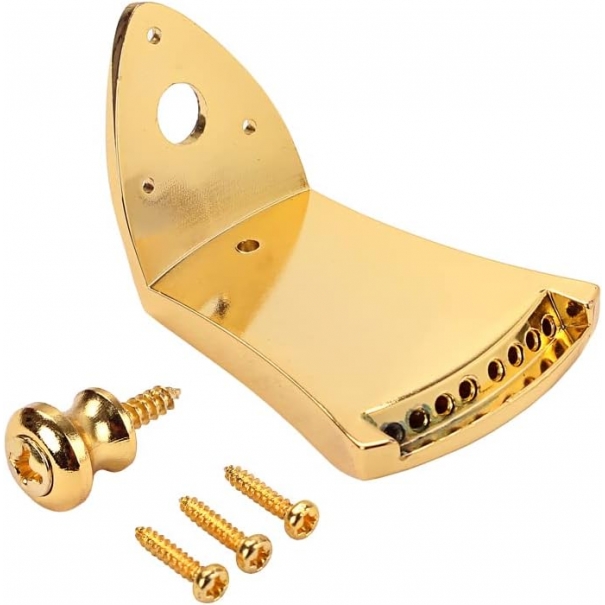 Parti di ricambio per cordiera per mandolino triangolare in metallo con viti Chiusura per cinturino per chitarra per mandolino ad arco a 8 corde (oro)