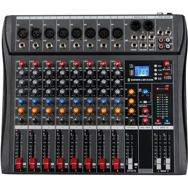 CT-80S Mixer/Scheda Audio 8 canali MP3 USB Bluetooth con Effetto Echo