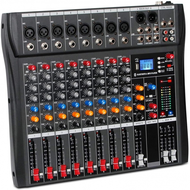 CT-80S Mixer/Scheda Audio 8 canali MP3 USB Bluetooth con Effetto Echo
