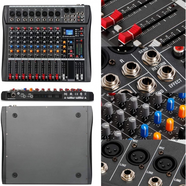 CT-80S Mixer/Scheda Audio 8 canali MP3 USB Bluetooth con Effetto Echo