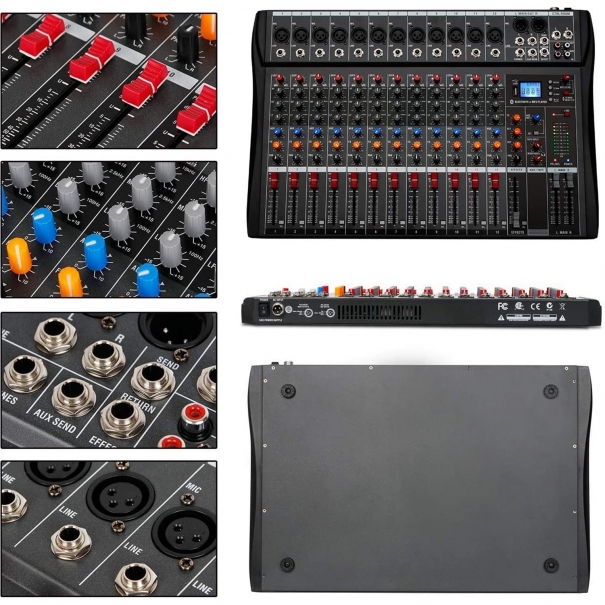 CT-120S Mixer/Scheda Audio 12 canali (reali) MP3 USB Bluetooth con Effetto Echo