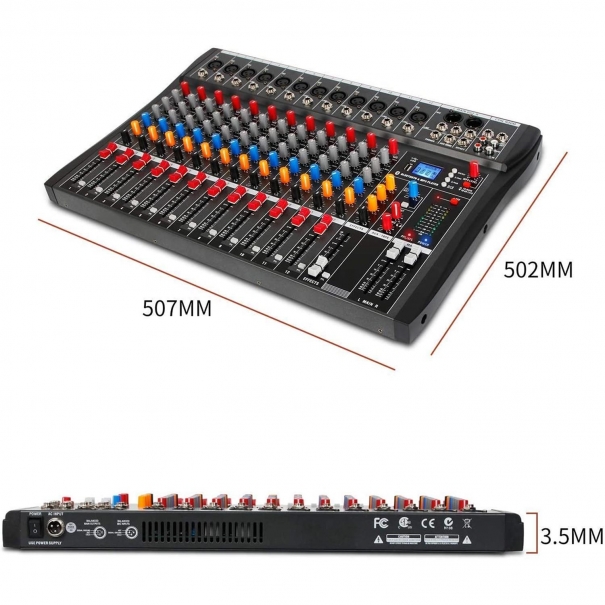 CT-120S Mixer/Scheda Audio 12 canali (reali) MP3 USB Bluetooth con Effetto Echo