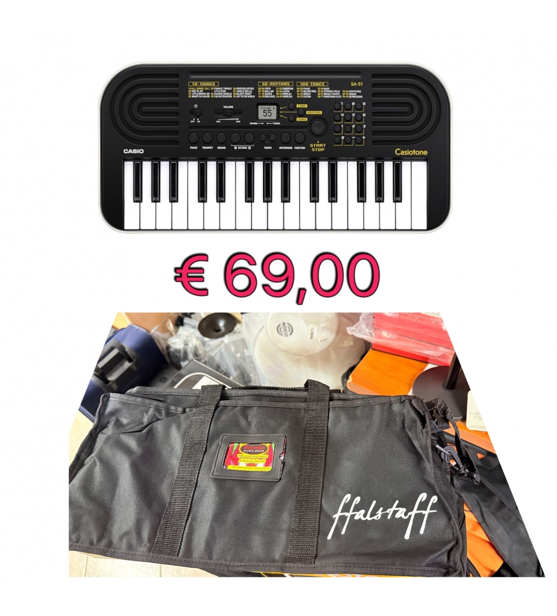 CASIO SA-51 TASTIERA 32 TASTI MINI + CUSTODIA CON TRACOLLA 