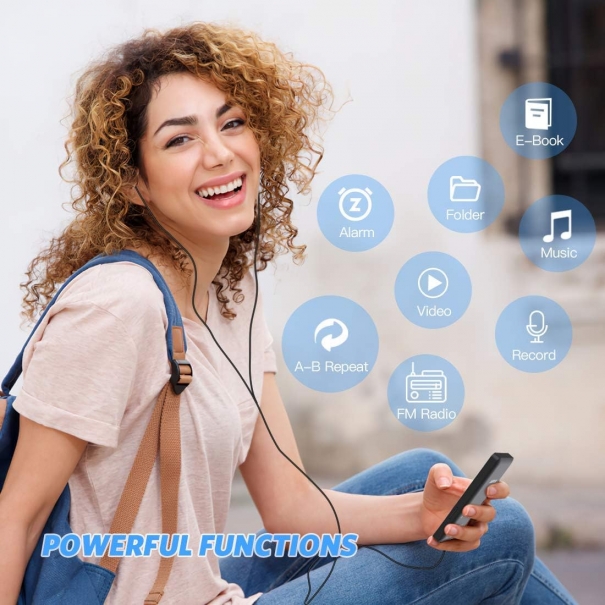 Lettore MP3 Classico 16 GB, Fino a 70 Ore di Autonomia, Schermo da 1,8 Pollici, Design Compatto e Portatile, Riproduzione Musicale HiFi Senza Perdite, Espandibile Fino a 128 GB con Scheda TF