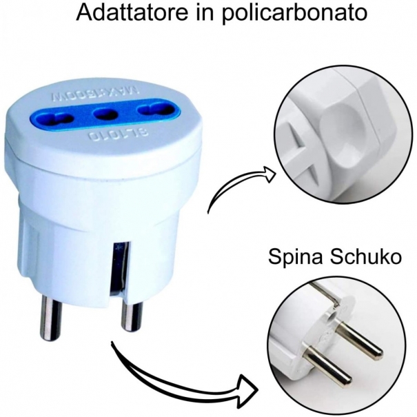Adattatore spina Schuko a presa 10/16A Bianco [B006WB905]