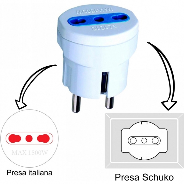 Adattatore spina Schuko a presa 10/16A Bianco [B006WB905]