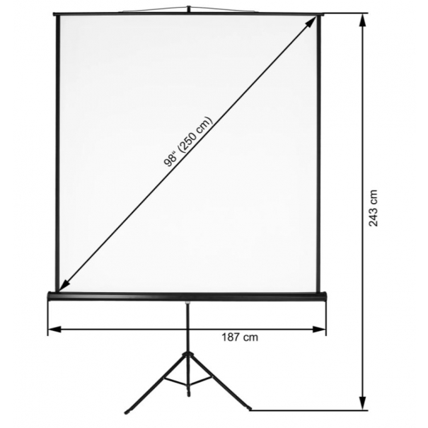 Schermo a treppiede 178 x 178 cm