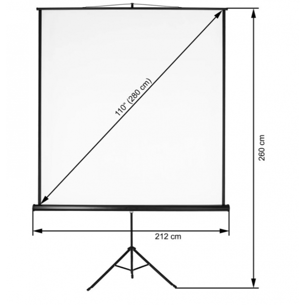 Schermo a treppiede 203 x 203 cm