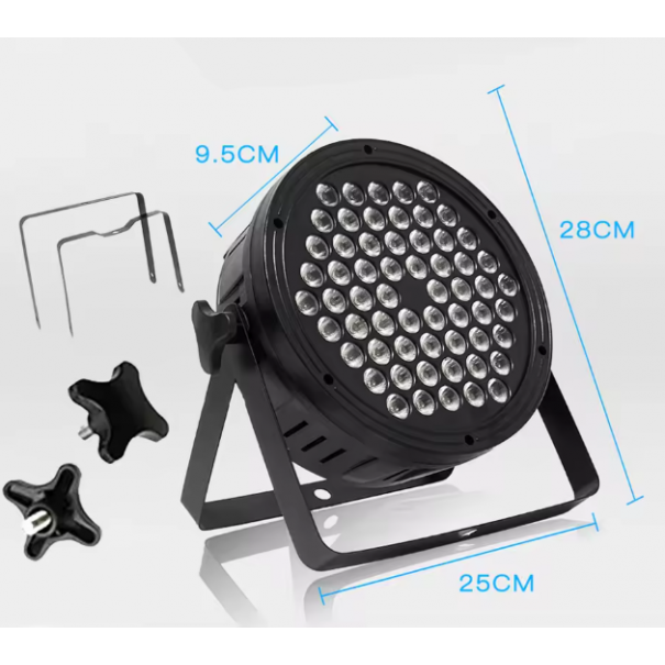 Faro Par 3 in 1 RGB a 60 LED, illuminazione scenica a colori