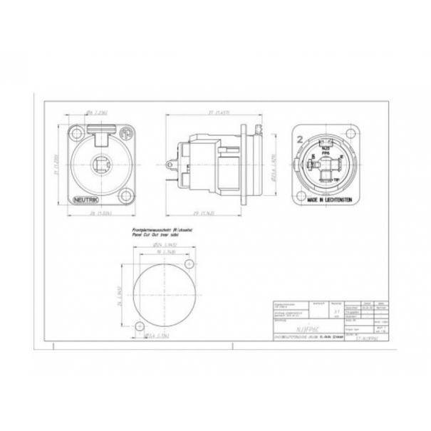 NJ3FP6C Connettore da pannello Jack stereo femmina 6,3mm