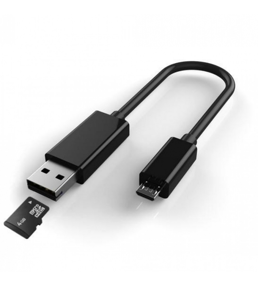 Cavo USB OTG Micro B / USB A con Lettore Micro SD/SDHC 26cm Nero