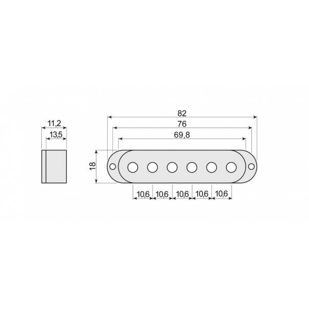 Pickup cover single coil white, 52mm spacing, 82,0-70,0x18,0mm, 3pcs
