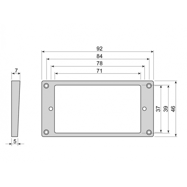 Humbucker frame, flat bottom slante